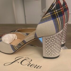 NWT J.Crew Tartan with Crystal Heel Maisie Pump